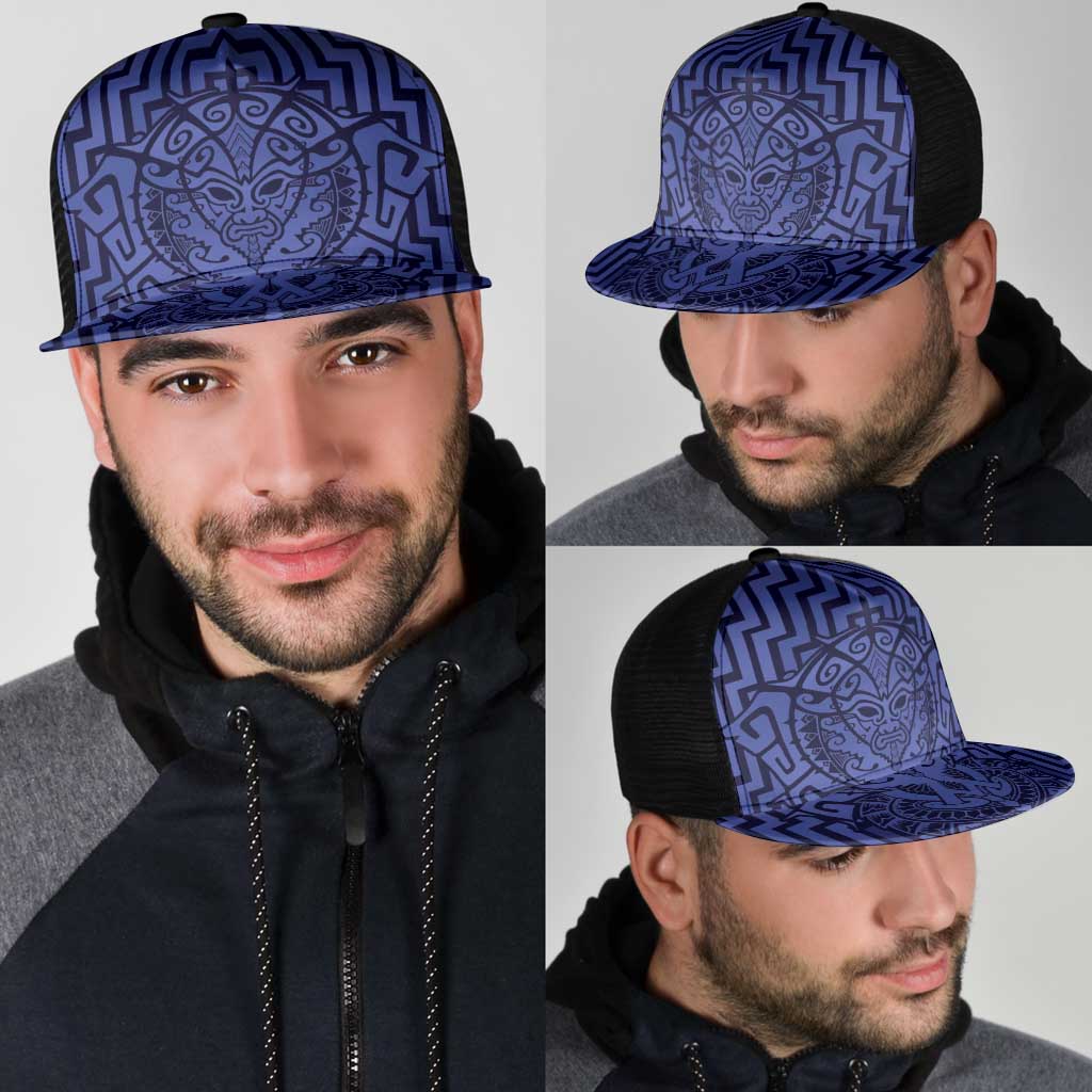 Basketball New Zealand Mesh Trucker Cap Blue Maori Ta Moko Indigenous - Aussie Hoodie