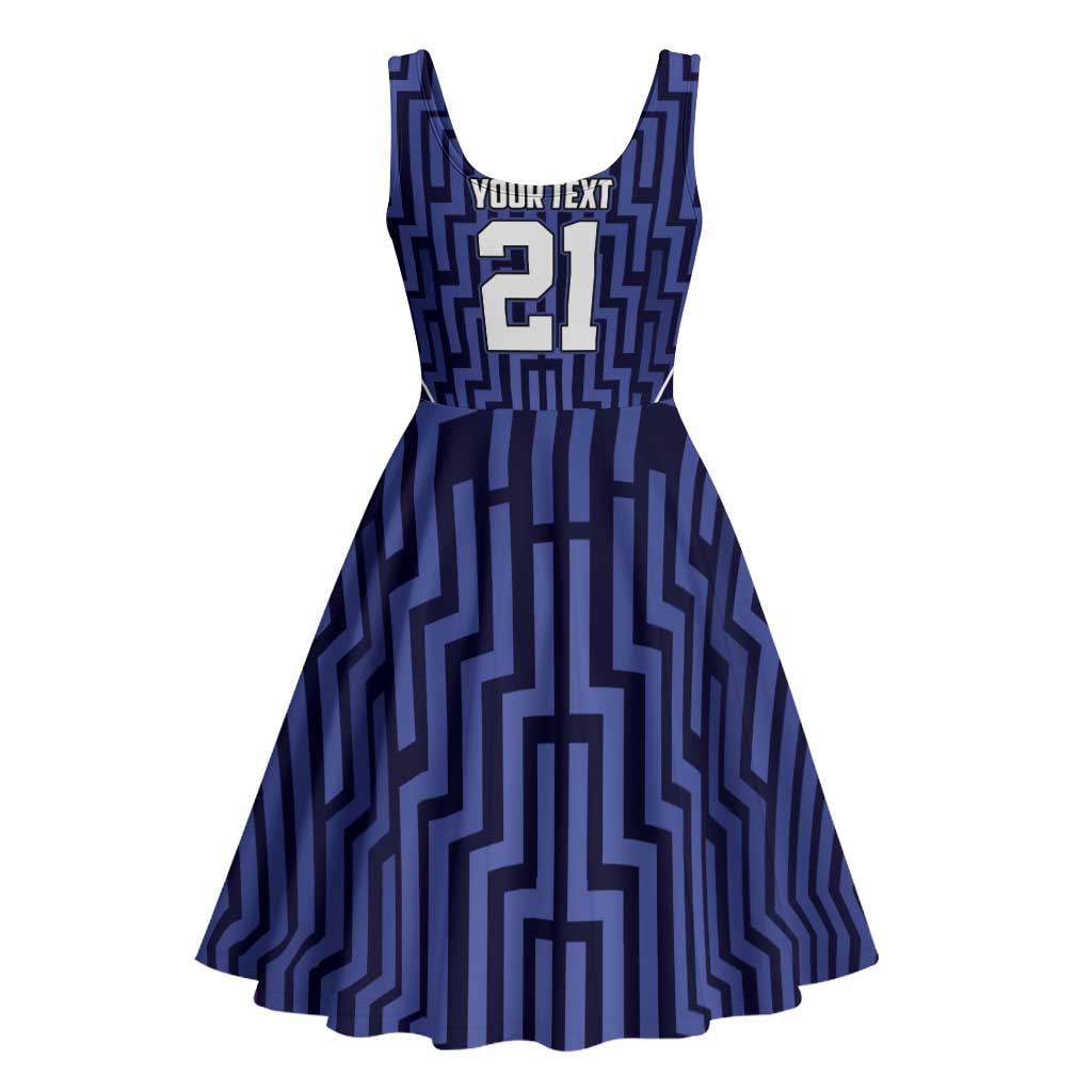 Custom Basketball New Zealand Midi Dress Blue Maori Ta Moko Indigenous - Aussie Hoodie