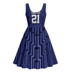 Custom Basketball New Zealand Midi Dress Blue Maori Ta Moko Indigenous - Aussie Hoodie