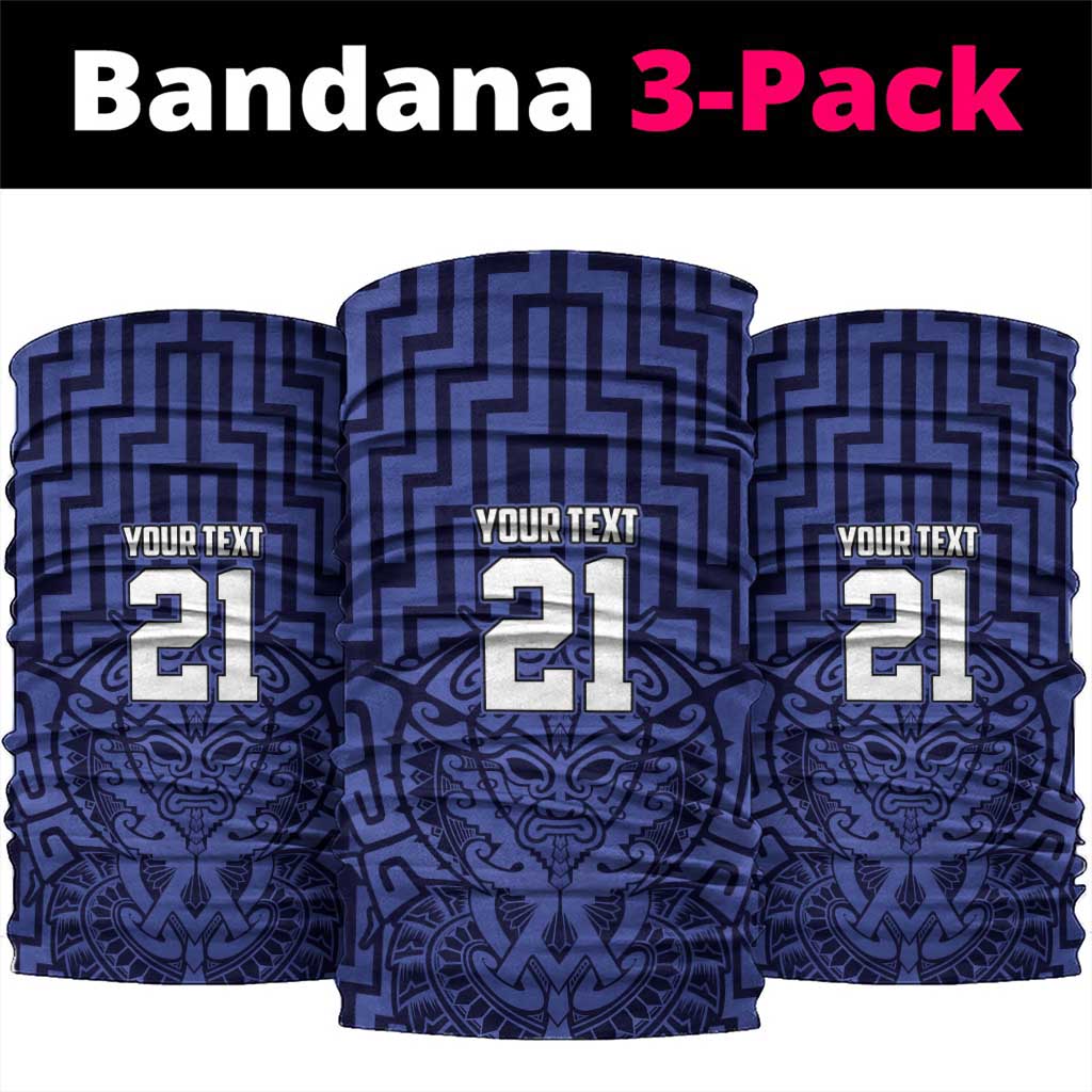 Custom Basketball New Zealand Neck Gaiter Blue Maori Ta Moko Indigenous LT9