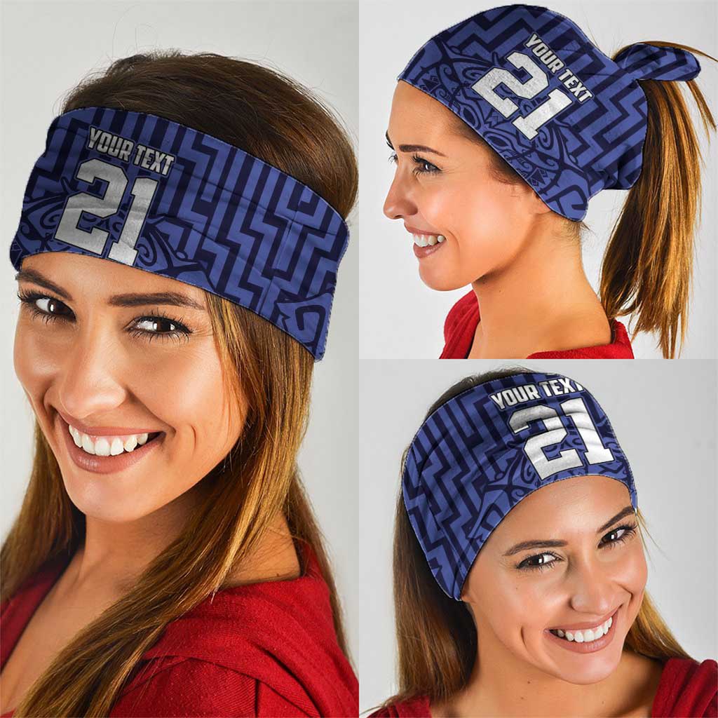 Custom Basketball New Zealand Neck Gaiter Blue Maori Ta Moko Indigenous LT9