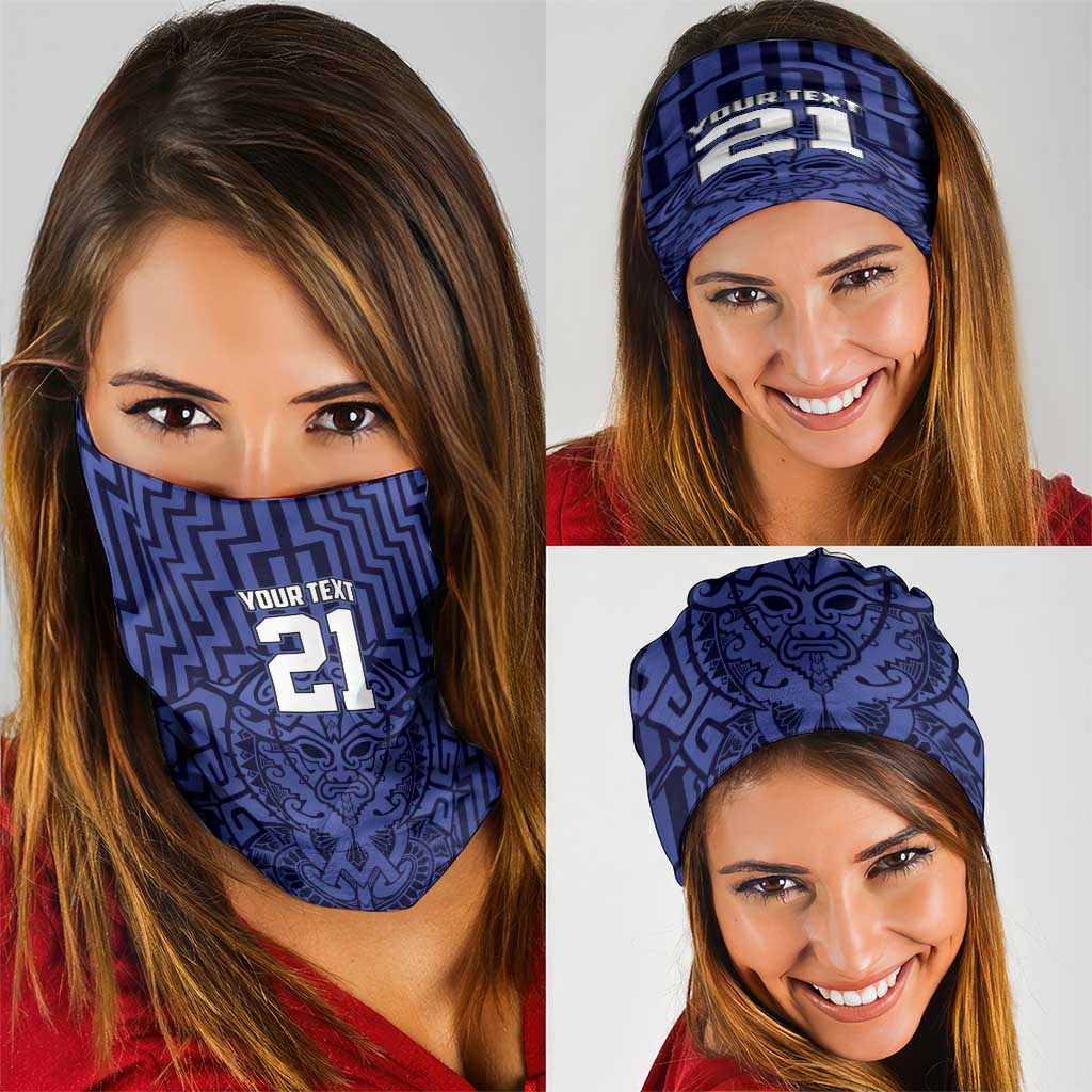 Custom Basketball New Zealand Neck Gaiter Blue Maori Ta Moko Indigenous LT9