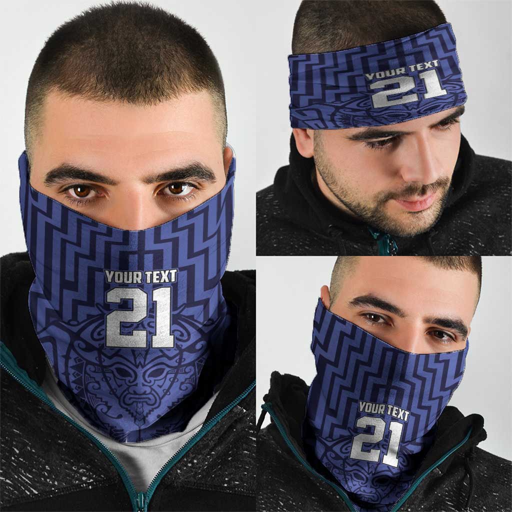 Custom Basketball New Zealand Neck Gaiter Blue Maori Ta Moko Indigenous LT9