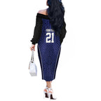 Custom Basketball New Zealand Off The Shoulder Long Sleeve Dress Blue Maori Ta Moko Indigenous - Aussie Hoodie