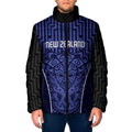Custom Basketball New Zealand Padded Jacket Blue Maori Ta Moko Indigenous - Aussie Hoodie