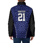 Custom Basketball New Zealand Padded Jacket Blue Maori Ta Moko Indigenous - Aussie Hoodie