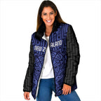 Custom Basketball New Zealand Padded Jacket Blue Maori Ta Moko Indigenous - Aussie Hoodie