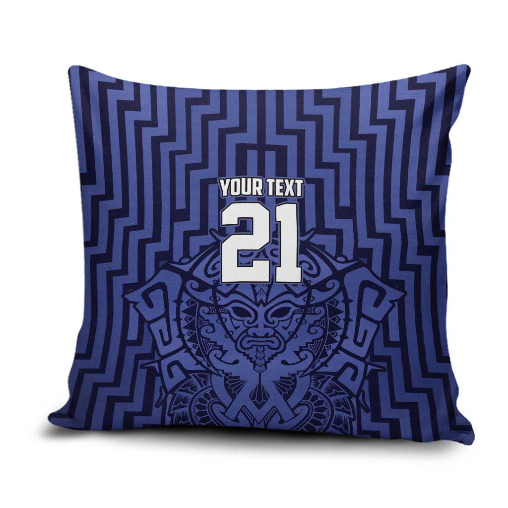 Custom Basketball New Zealand Pillow Cover Blue Maori Ta Moko Indigenous - Aussie Hoodie