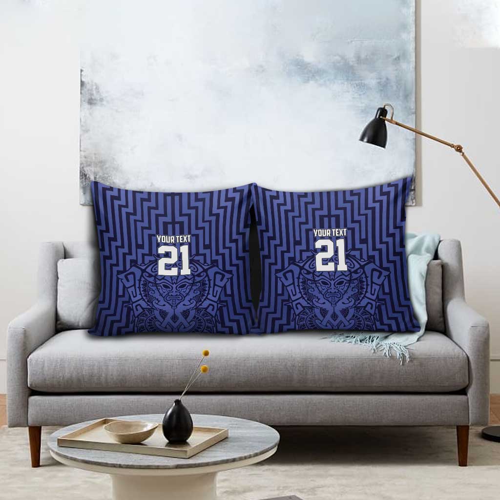 Custom Basketball New Zealand Pillow Cover Blue Maori Ta Moko Indigenous - Aussie Hoodie