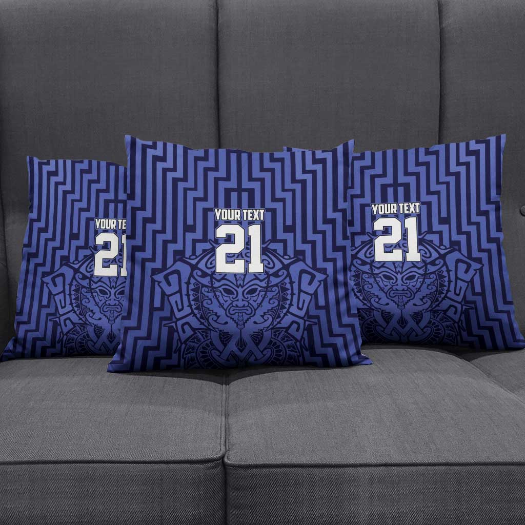 Custom Basketball New Zealand Pillow Cover Blue Maori Ta Moko Indigenous - Aussie Hoodie