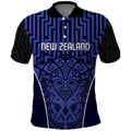 Custom Basketball New Zealand Polo Shirt Blue Maori Ta Moko Indigenous - Aussie Hoodie