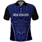 Custom Basketball New Zealand Polo Shirt Blue Maori Ta Moko Indigenous - Aussie Hoodie