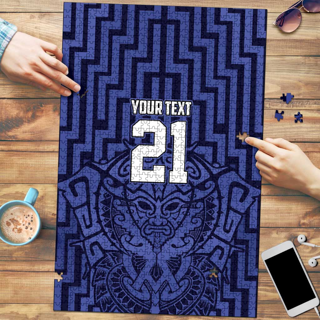 Custom Basketball New Zealand Puzzle Blue Maori Ta Moko Indigenous - Aussie Hoodie
