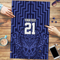 Custom Basketball New Zealand Puzzle Blue Maori Ta Moko Indigenous - Aussie Hoodie