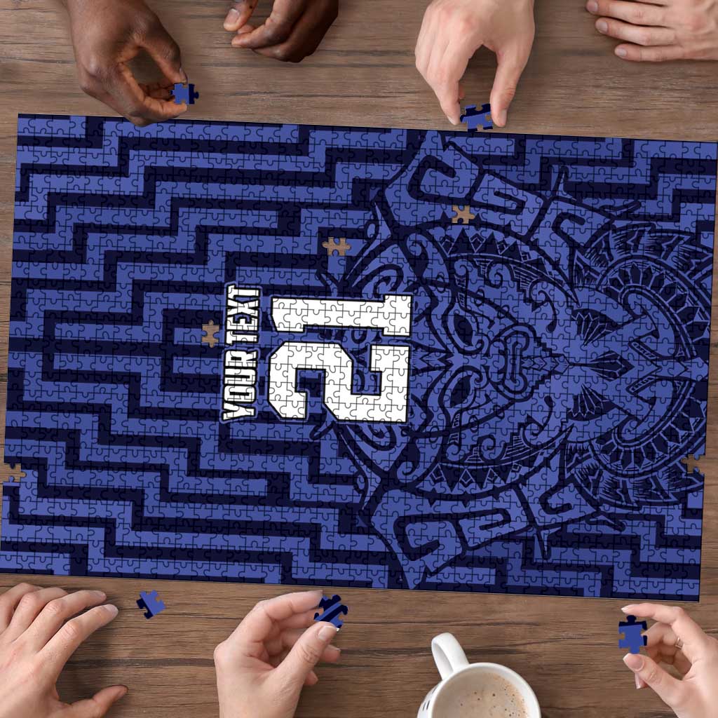 Custom Basketball New Zealand Puzzle Blue Maori Ta Moko Indigenous - Aussie Hoodie