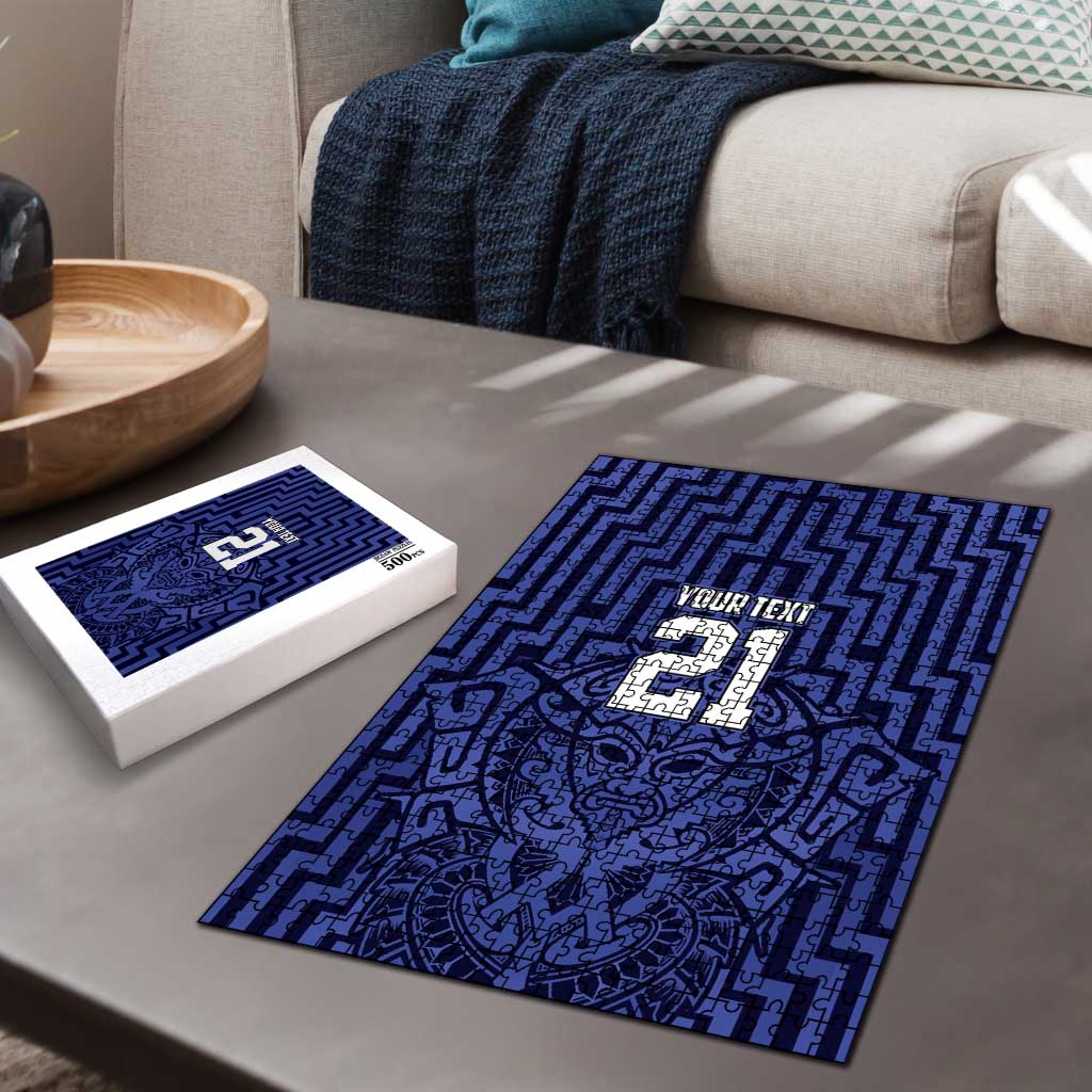 Custom Basketball New Zealand Puzzle Blue Maori Ta Moko Indigenous - Aussie Hoodie