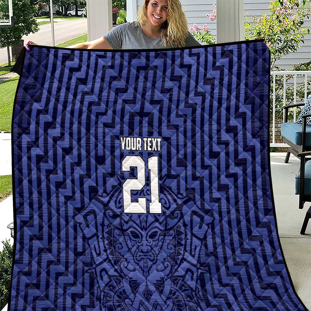 Custom Basketball New Zealand Quilt Blue Maori Ta Moko Indigenous - Aussie Hoodie