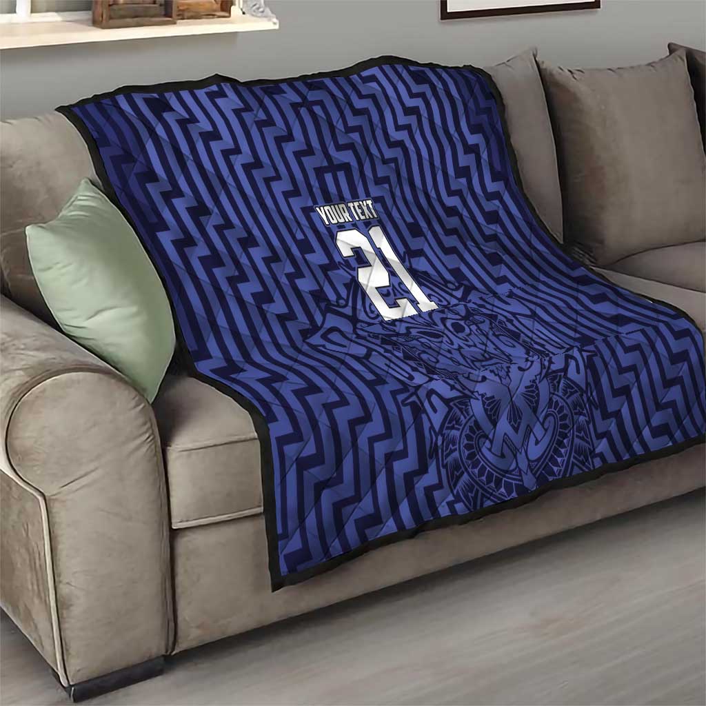 Custom Basketball New Zealand Quilt Blue Maori Ta Moko Indigenous - Aussie Hoodie