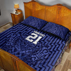 Custom Basketball New Zealand Quilt Bed Set Blue Maori Ta Moko Indigenous - Aussie Hoodie