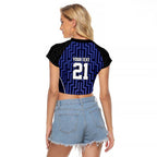 Custom Basketball New Zealand Raglan Cropped T Shirt Blue Maori Ta Moko Indigenous - Aussie Hoodie