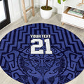 Custom Basketball New Zealand Round Carpet Blue Maori Ta Moko Indigenous - Aussie Hoodie