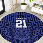 Custom Basketball New Zealand Round Carpet Blue Maori Ta Moko Indigenous - Aussie Hoodie