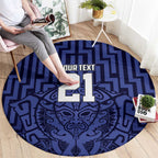 Custom Basketball New Zealand Round Carpet Blue Maori Ta Moko Indigenous - Aussie Hoodie