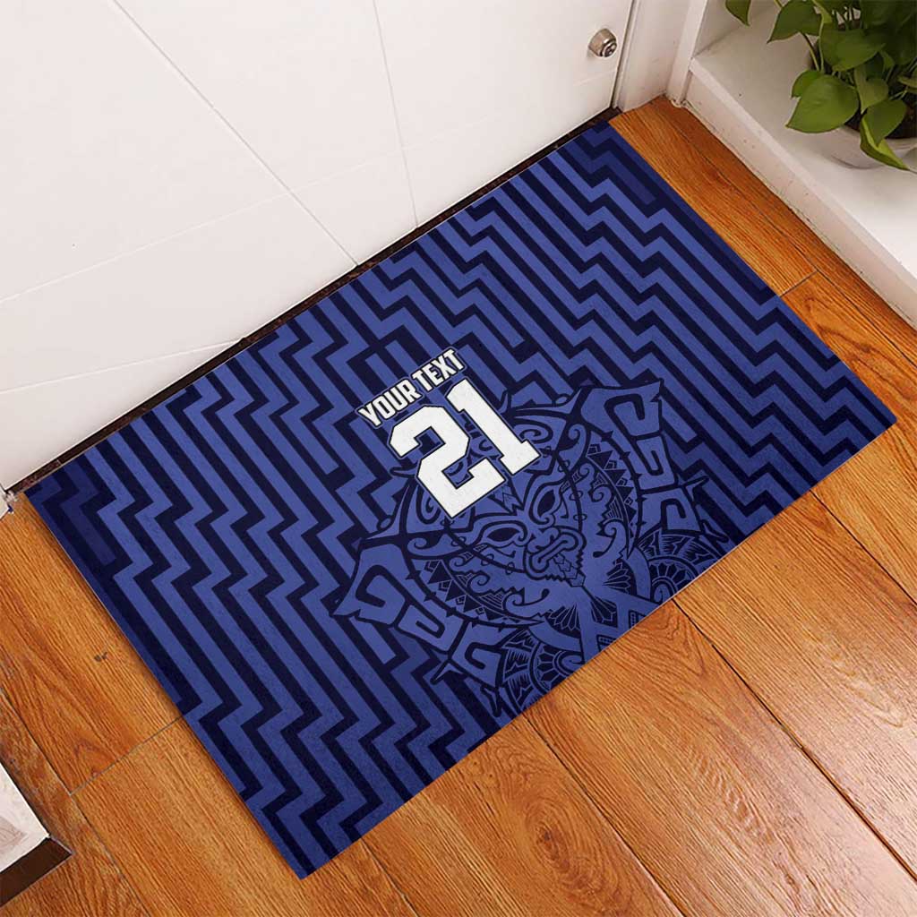 Custom Basketball New Zealand Rubber Doormat Blue Maori Ta Moko Indigenous - Aussie Hoodie
