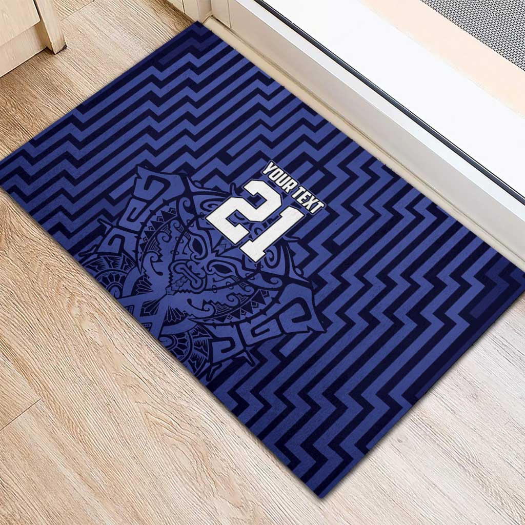 Custom Basketball New Zealand Rubber Doormat Blue Maori Ta Moko Indigenous - Aussie Hoodie