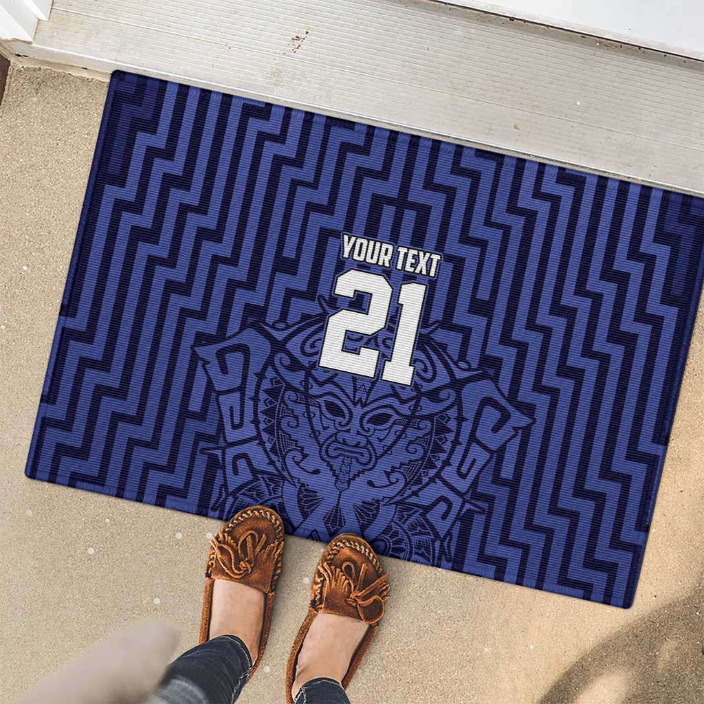 Custom Basketball New Zealand Rubber Doormat Blue Maori Ta Moko Indigenous - Aussie Hoodie