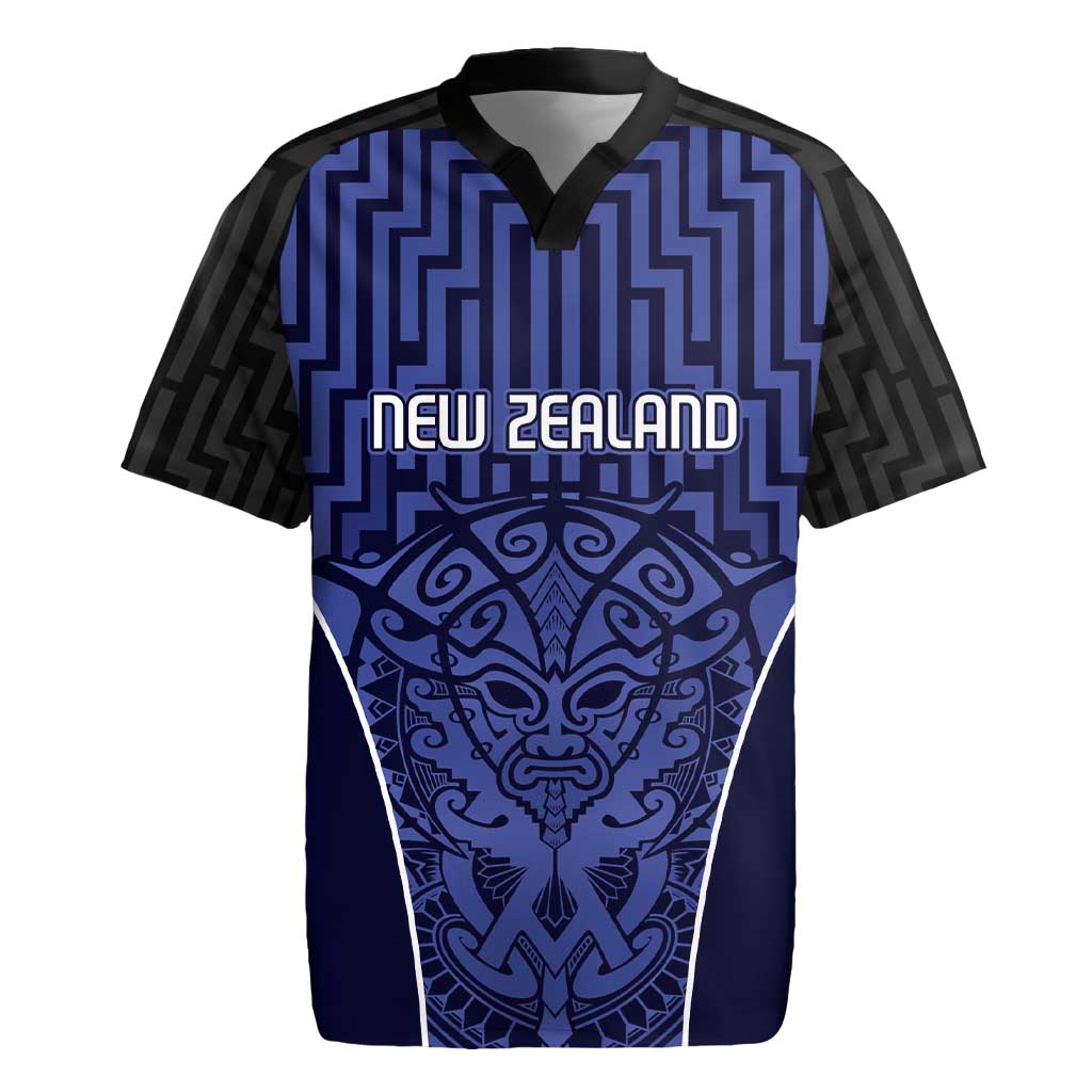 Custom Basketball New Zealand Rugby Jersey Blue Maori Ta Moko Indigenous - Aussie Hoodie