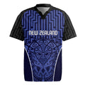 Custom Basketball New Zealand Rugby Jersey Blue Maori Ta Moko Indigenous - Aussie Hoodie