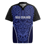 Custom Basketball New Zealand Rugby Jersey Blue Maori Ta Moko Indigenous - Aussie Hoodie