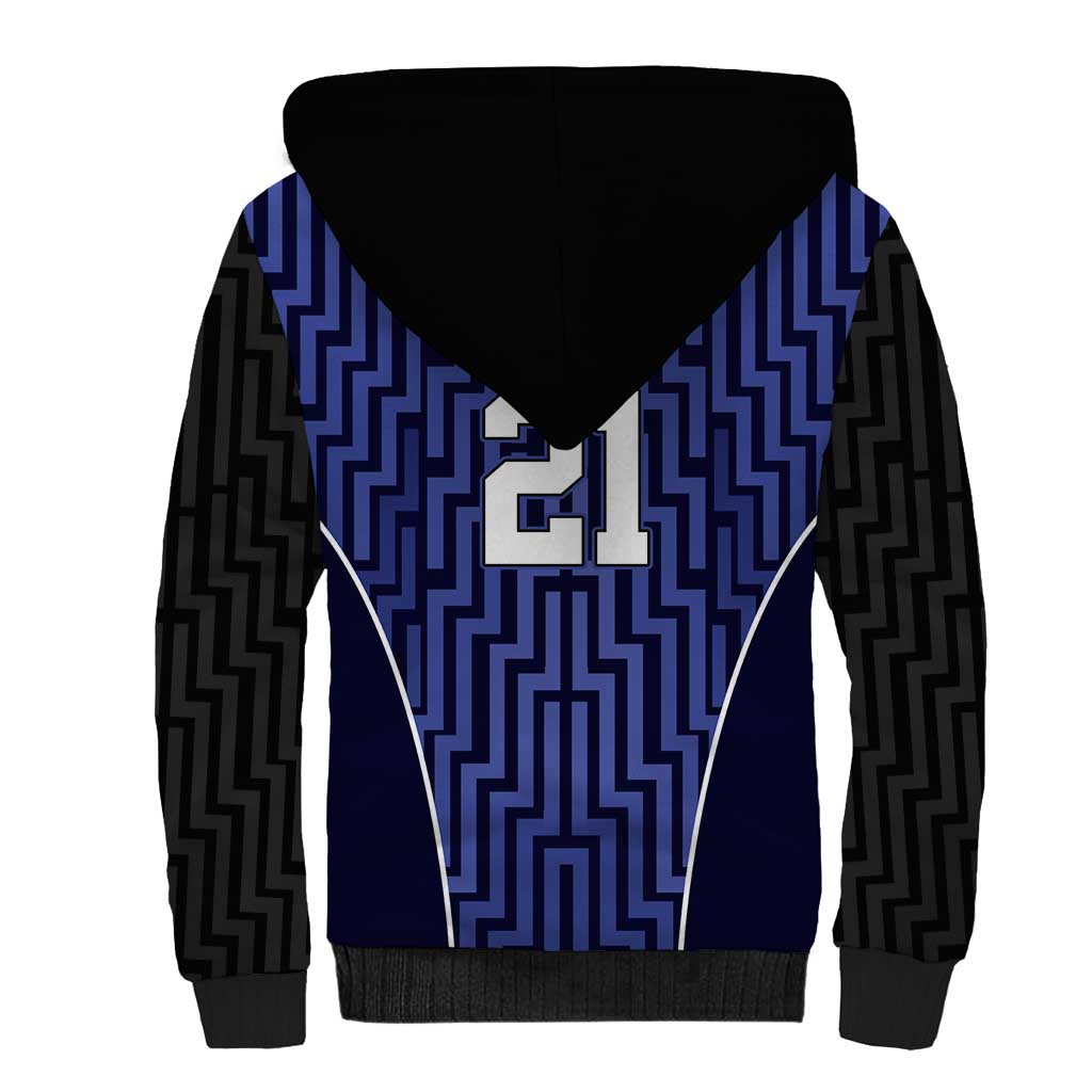 Custom Basketball New Zealand Sherpa Hoodie Blue Maori Ta Moko Indigenous - Aussie Hoodie
