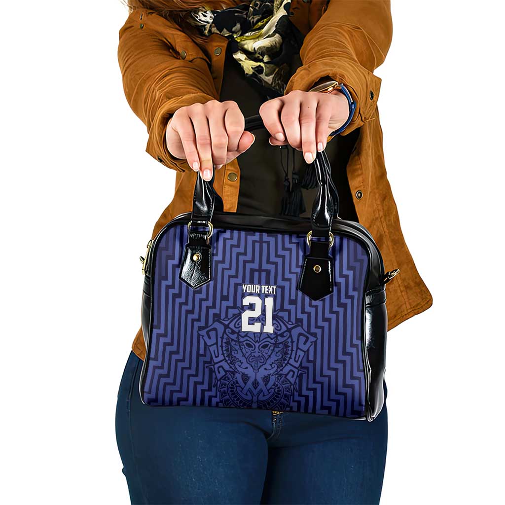 Custom Basketball New Zealand Shoulder Handbag Blue Maori Ta Moko Indigenous - Aussie Hoodie