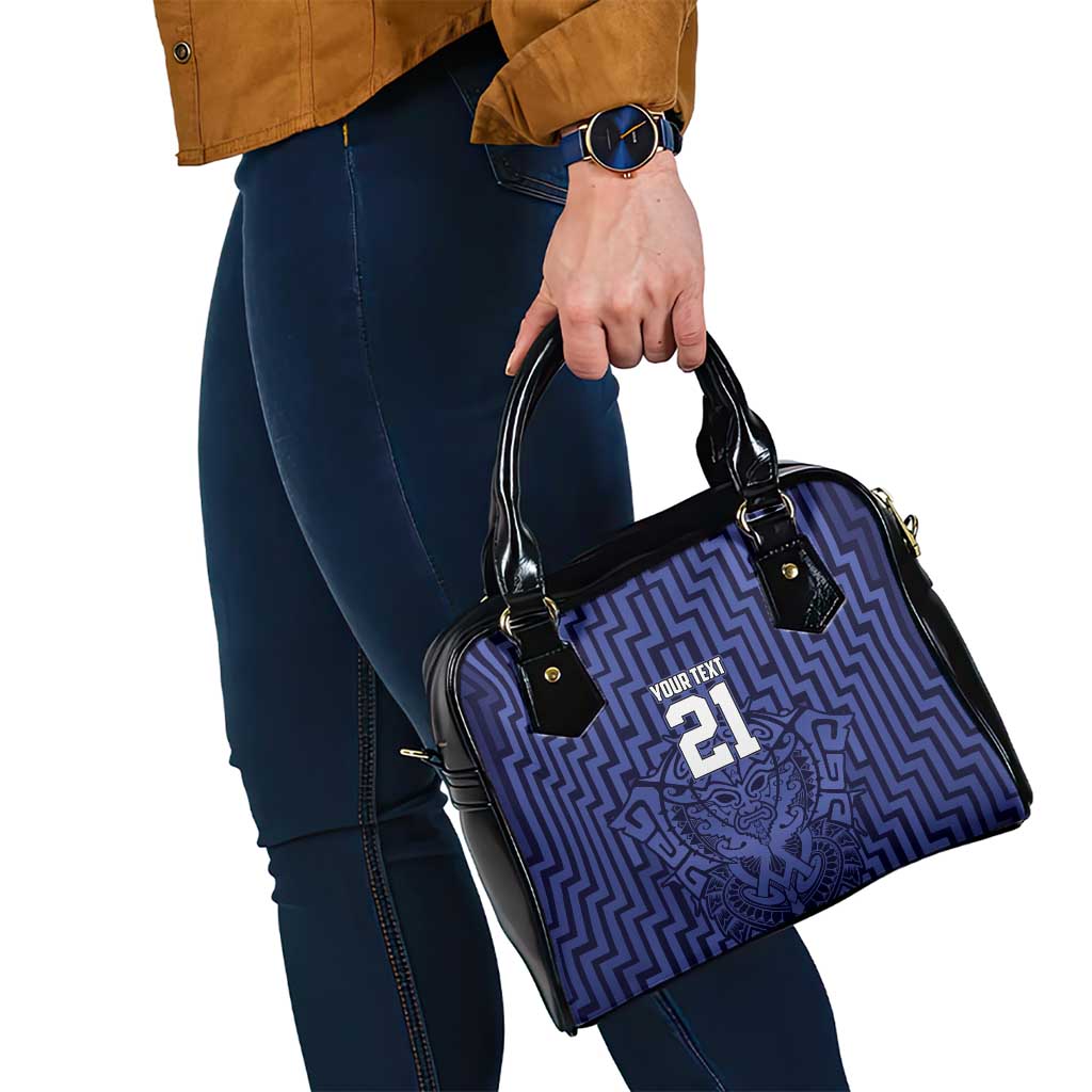 Custom Basketball New Zealand Shoulder Handbag Blue Maori Ta Moko Indigenous - Aussie Hoodie