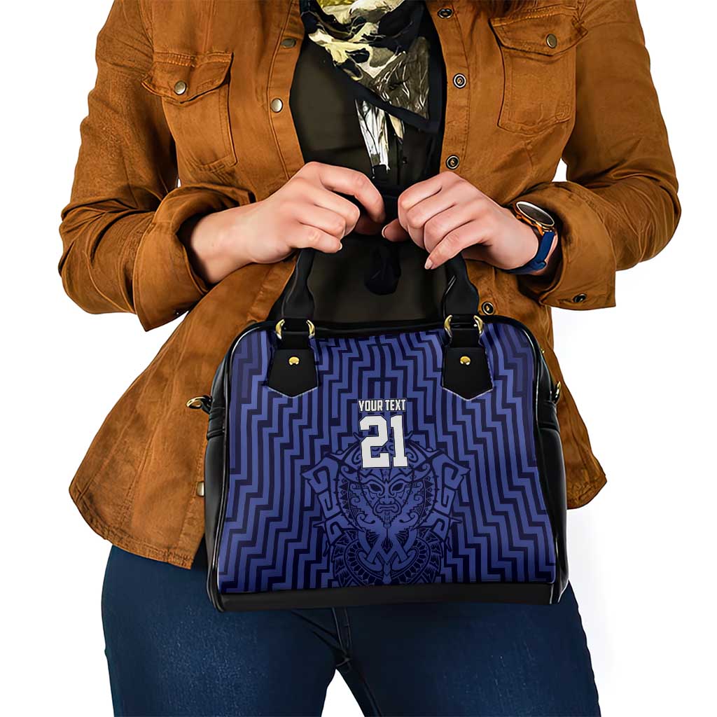 Custom Basketball New Zealand Shoulder Handbag Blue Maori Ta Moko Indigenous - Aussie Hoodie