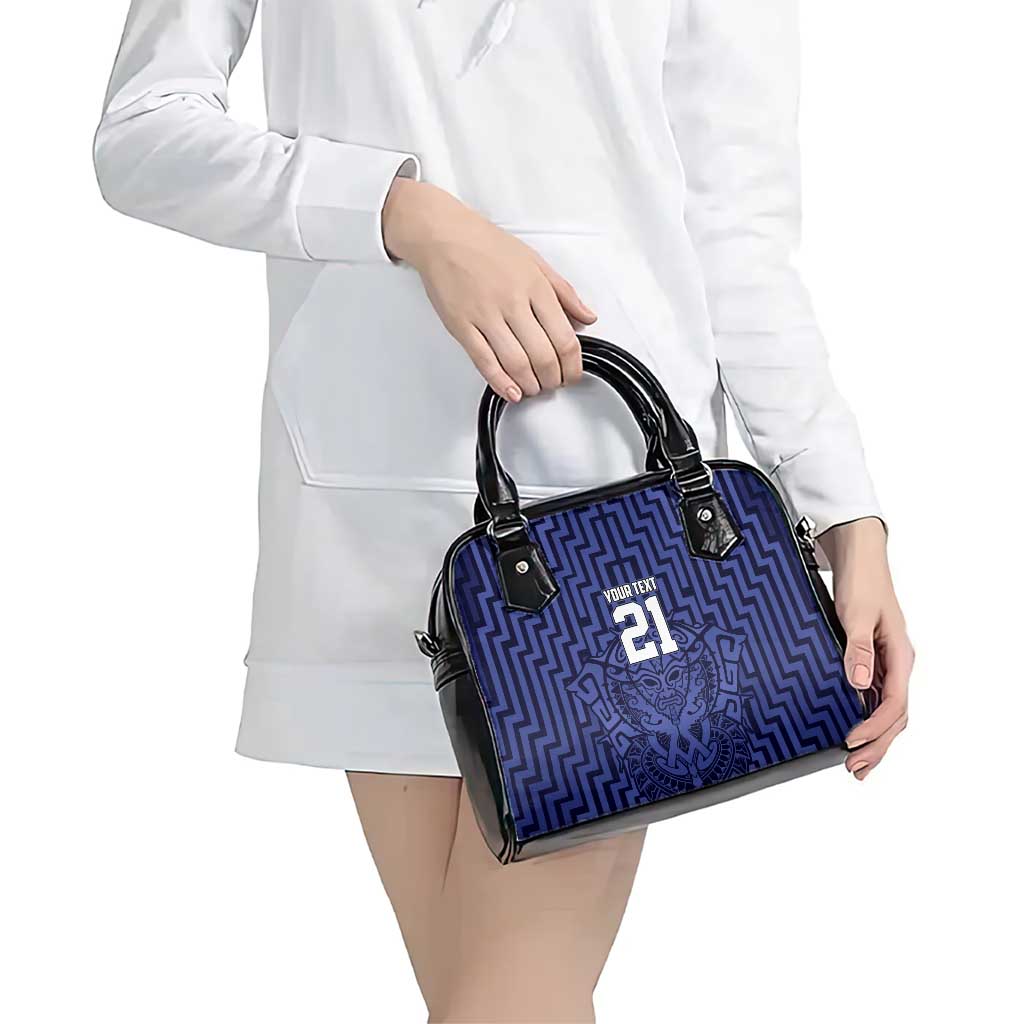 Custom Basketball New Zealand Shoulder Handbag Blue Maori Ta Moko Indigenous - Aussie Hoodie