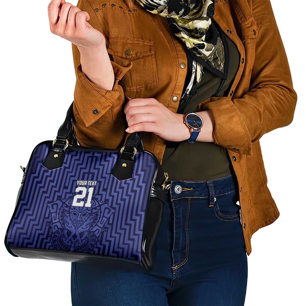 Custom Basketball New Zealand Shoulder Handbag Blue Maori Ta Moko Indigenous - Aussie Hoodie
