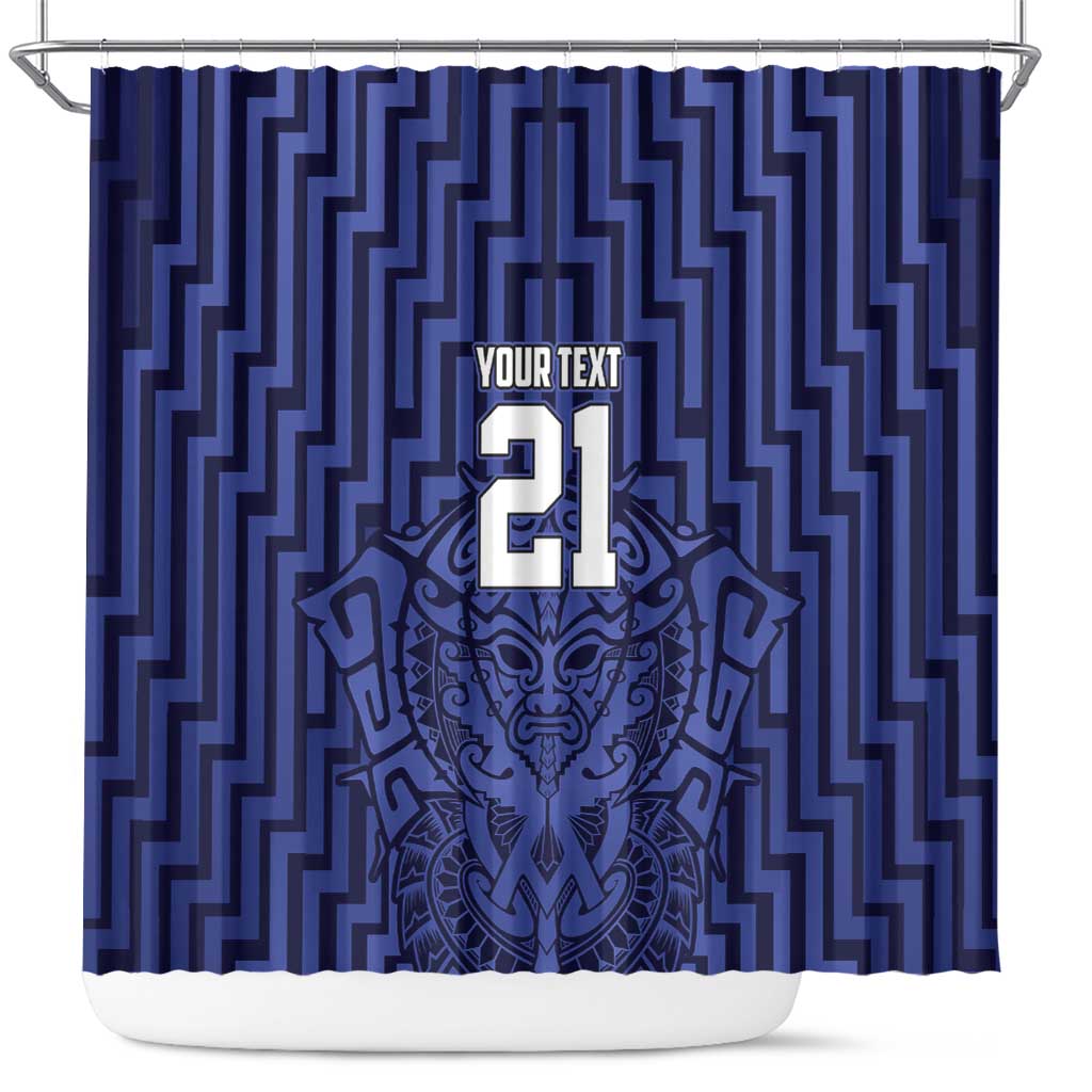 Custom Basketball New Zealand Shower Curtain Blue Maori Ta Moko Indigenous - Aussie Hoodie