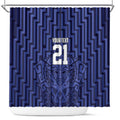 Custom Basketball New Zealand Shower Curtain Blue Maori Ta Moko Indigenous - Aussie Hoodie