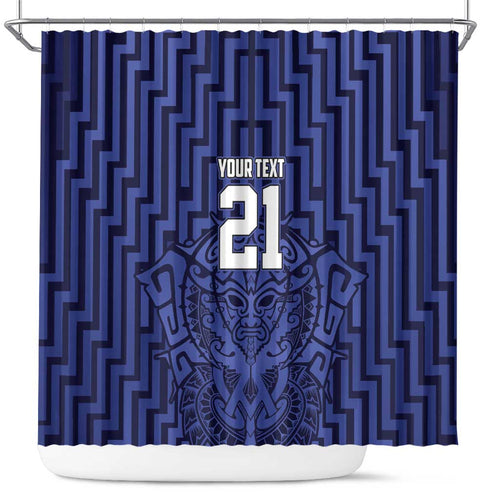 Custom Basketball New Zealand Shower Curtain Blue Maori Ta Moko Indigenous - Aussie Hoodie
