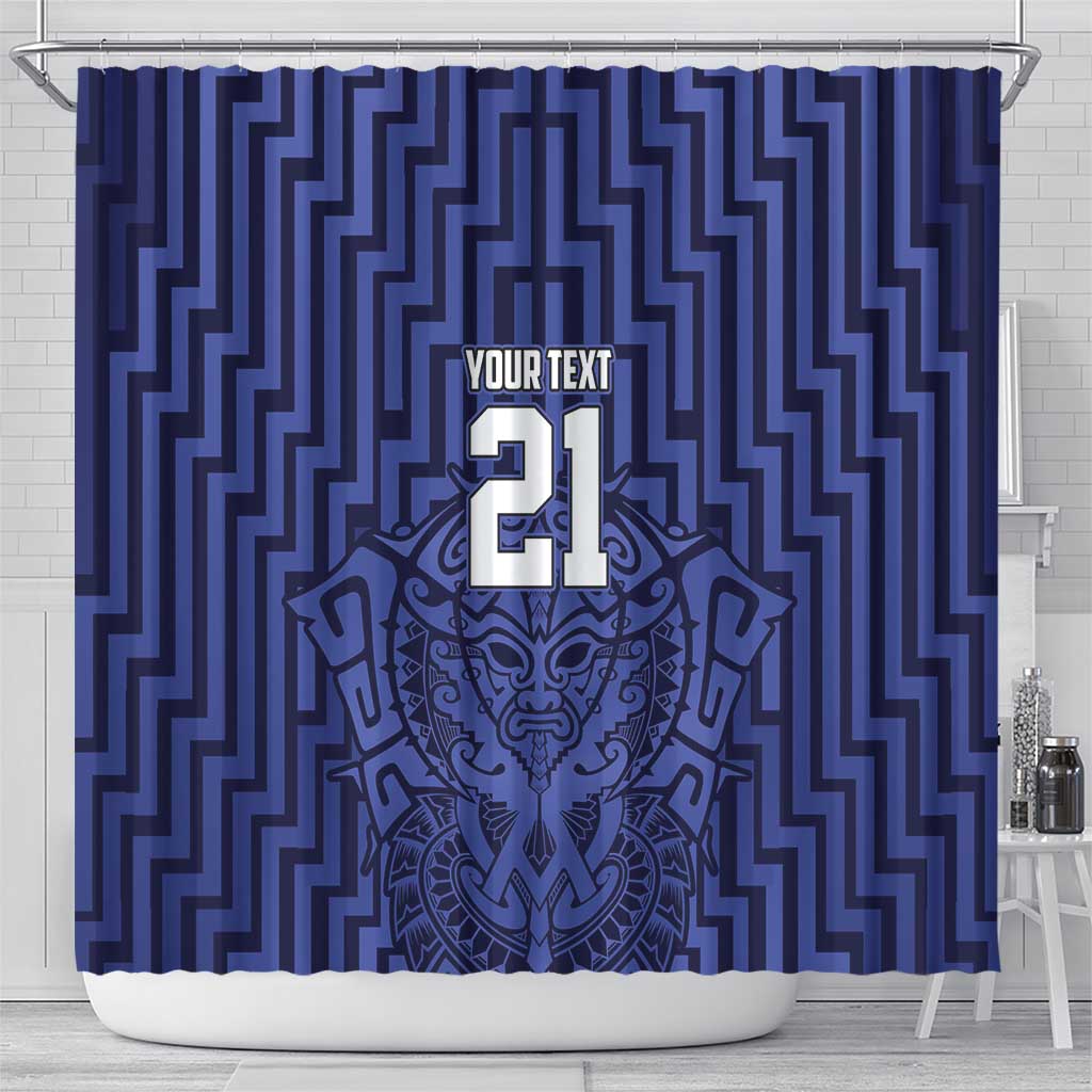 Custom Basketball New Zealand Shower Curtain Blue Maori Ta Moko Indigenous - Aussie Hoodie