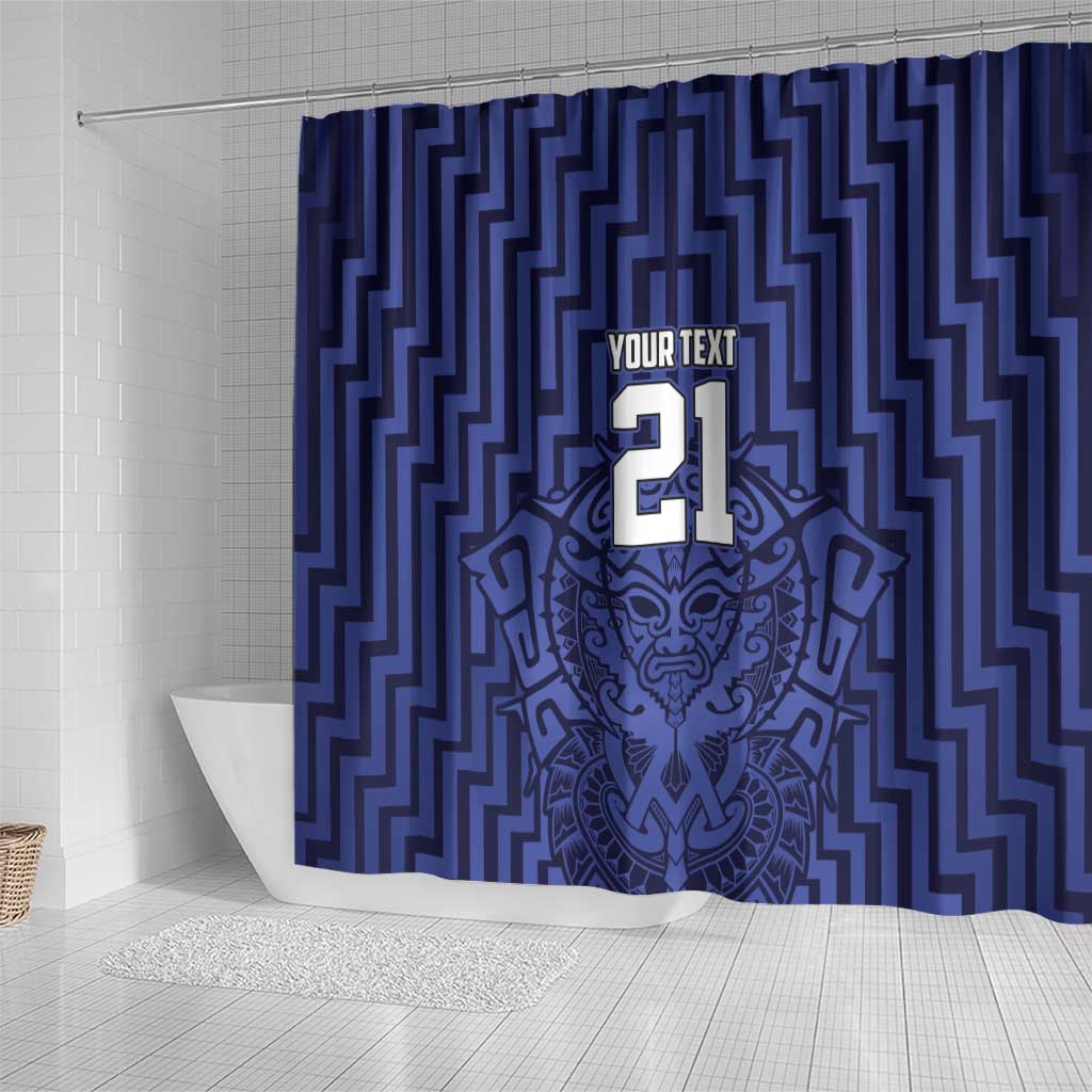 Custom Basketball New Zealand Shower Curtain Blue Maori Ta Moko Indigenous - Aussie Hoodie