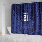Custom Basketball New Zealand Shower Curtain Blue Maori Ta Moko Indigenous - Aussie Hoodie