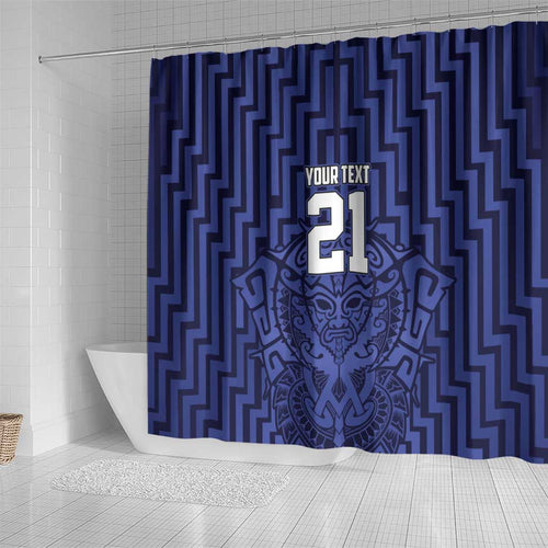 Custom Basketball New Zealand Shower Curtain Blue Maori Ta Moko Indigenous - Aussie Hoodie