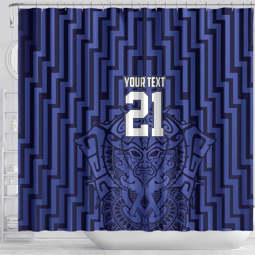 Custom Basketball New Zealand Shower Curtain Blue Maori Ta Moko Indigenous - Aussie Hoodie