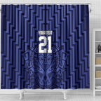 Custom Basketball New Zealand Shower Curtain Blue Maori Ta Moko Indigenous - Aussie Hoodie