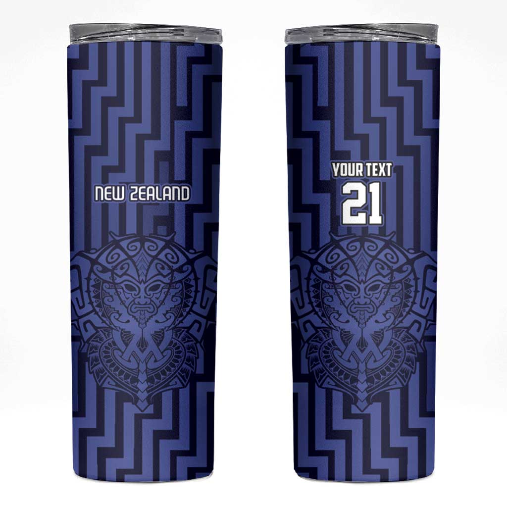 Custom Basketball New Zealand Skinny Tumbler Blue Maori Ta Moko Indigenous - Aussie Hoodie