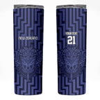 Custom Basketball New Zealand Skinny Tumbler Blue Maori Ta Moko Indigenous - Aussie Hoodie